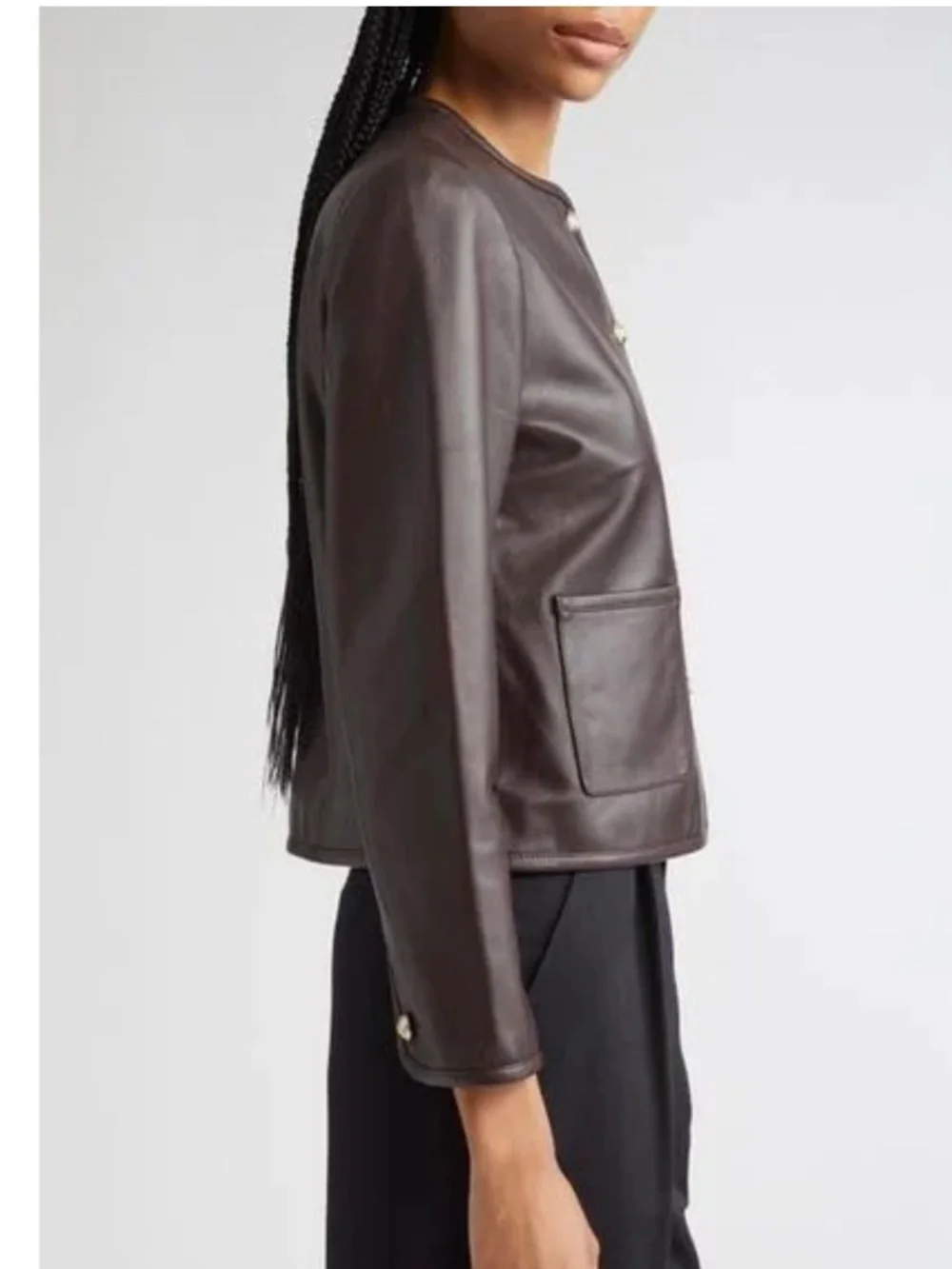 REISS  Gracie Cropped Leather Jacket